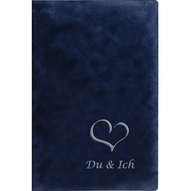 You & Me Family Book Blue Velour Heart Embossing Silver Family Book Format Life Partnership Book (60001)