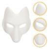 Toyvian Fox Masks 2pcs White Blank Masks DIY Animal Unpainted
