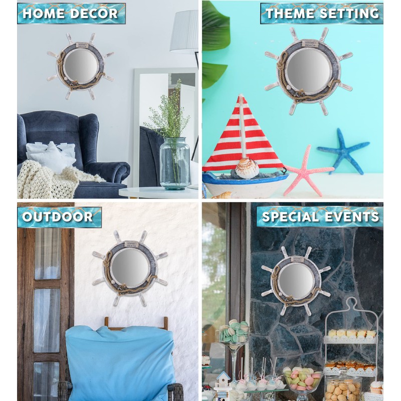 CoTa Global Silver Sea Beach Wall Decor Nautical Ship Wheel