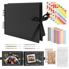 MOSTFUN Scrapbook Photo Albums, DIY Memory Album 100 Pages Photo Album Craft Paper with Scrapbook Accessories Couples Scrapbook Baby Scrapbook for Anniversary, Wedding,Travelling, Baby Shower Black