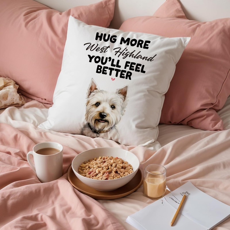Poecinvi West Highland Terrier Dog Pillow Covers 18x18 Double-Sided, West