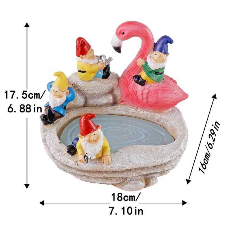 Solar-Powered Garden Gnomes and Flamingo Lantern Set with Mushroom Lights,