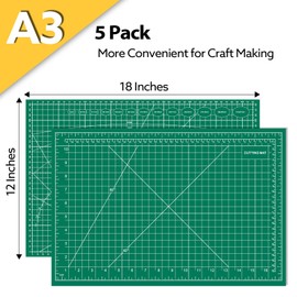 5 Packs Self Healing Cutting Mat 12" x 18" Rotary Cutting Sewing Mat A3, 5-Ply Cutting Board for Fabric Crafting Sewing Scrapbooking Quilting and Precision Cutting