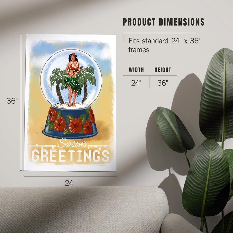 Lantern Press 24x36 Inch Giclee Print, Hula Girl in Snow