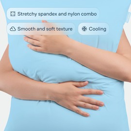 Niagara Set of 2 Cooling Pillow Cases Standard Size, CoolSpan™ Technology Q-Max 0.4 Cooling Pillowcases for Hot Sleepers, Hidden Zipper Pillow Covers, Soft, Anti-Static (20x26'') - Blue