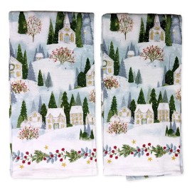 Kay Dee Designs Set of 2 MAGICAL WINTERLAND VILLAGE Terry Kitchen Towels by Kay Dee Designs