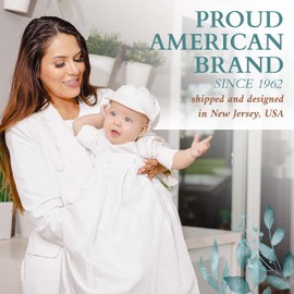 Satin White Long Baby Boy Christening and Baptism Gown with Hat