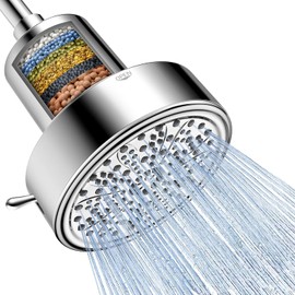 FEELSO Filtered Shower Head, High Pressure 6 Spray Modes Shower Head with Filters for Hard Water Remove Chlorine, Improves Skin & Hair, Rain Showerhead with One-Click Filter Change Design