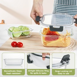 BAYZZ 24 Piece Glass Food Storage Containers with Lids, Airtight Meal Prep Containers for Kitchen, BPA Free Lunch Box, Microwave and Freezer Safe