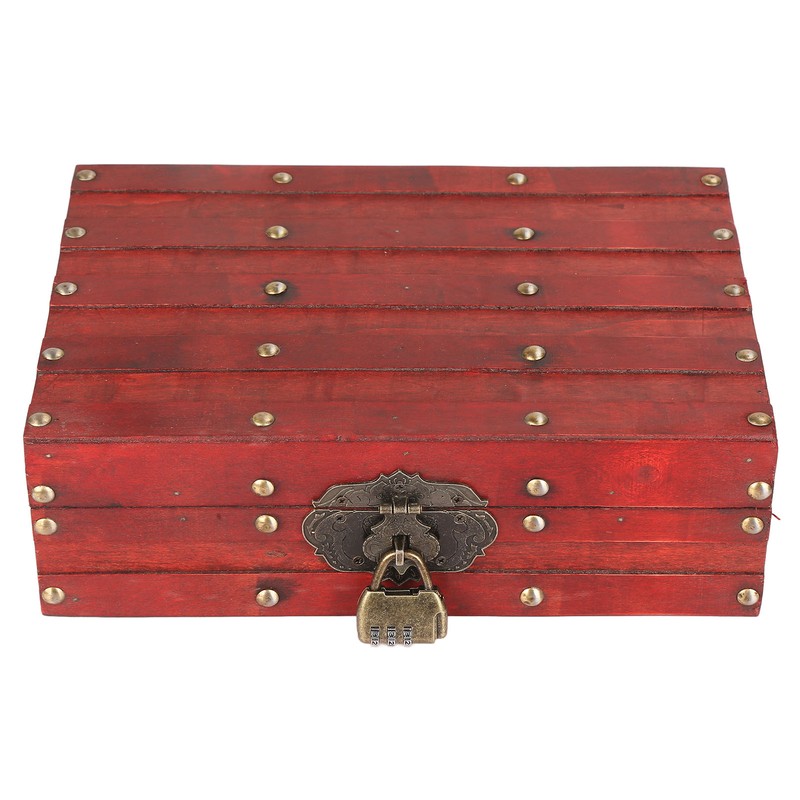 Antique Storage Box with Lock Wooden Document Box for Cosmetic