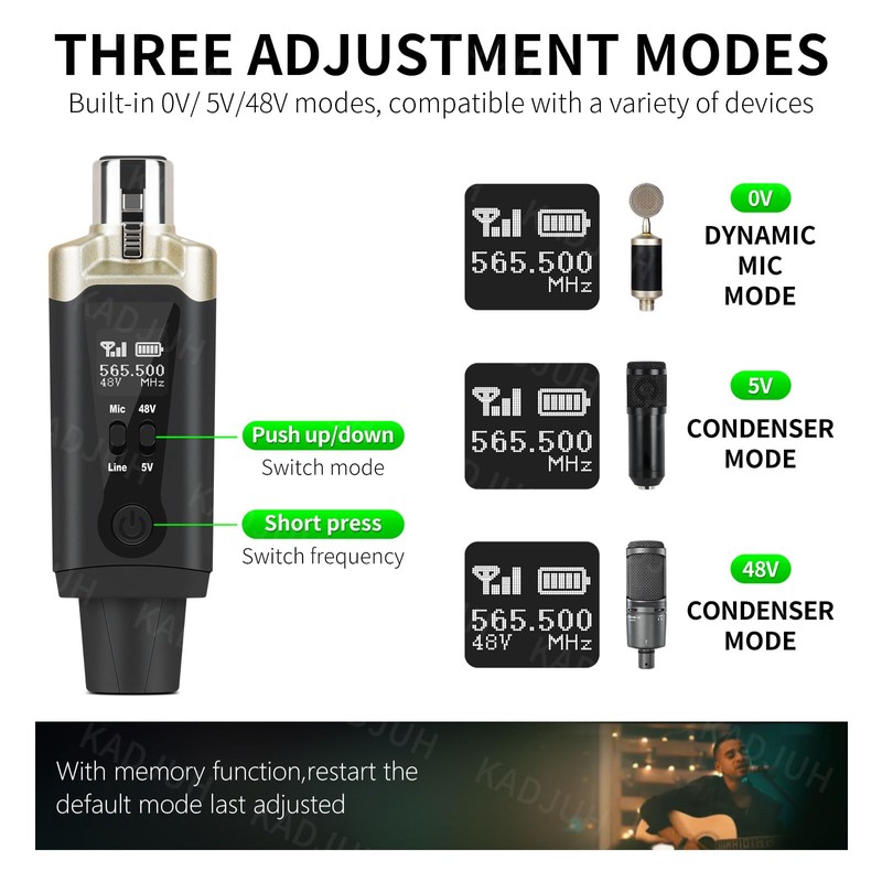 Kadjuh Wireless XLR Transmitter and Receiver& Wireless Guitar Transmitter Receiver,Rechargeable