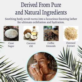 Coconut Coffee Sugar Body Scrub, Exfoliating Sugar Scrub that Foams to Moisturize and Exfoliate the Body, Hands, and Feet, Exfoliating Body Scrub for the Bath or Shower with Oatmeal Extract for Skin
