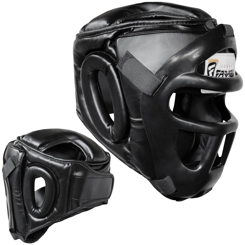 Farabi Sports Boxing HeadGuard, Helmet Head prototector Gear Real Leather