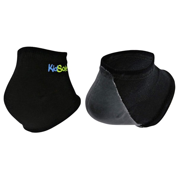 KidSole Gel Heel Strap for Kids with Heel Sensitivity from Severs Disease, Plantar Fasciitis. (Black) (Teenager Sizes 6-8, Black)