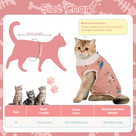 Cat Surgery Recovery Suit Cat Post Surgical Recovery Suit Kitten Onesie Bodysuit Anti-licking Cat Vest Wound Protector Cat Recovery Clothes, Elizabethan Collar & Cone Alternative(M/Alpaca Print)