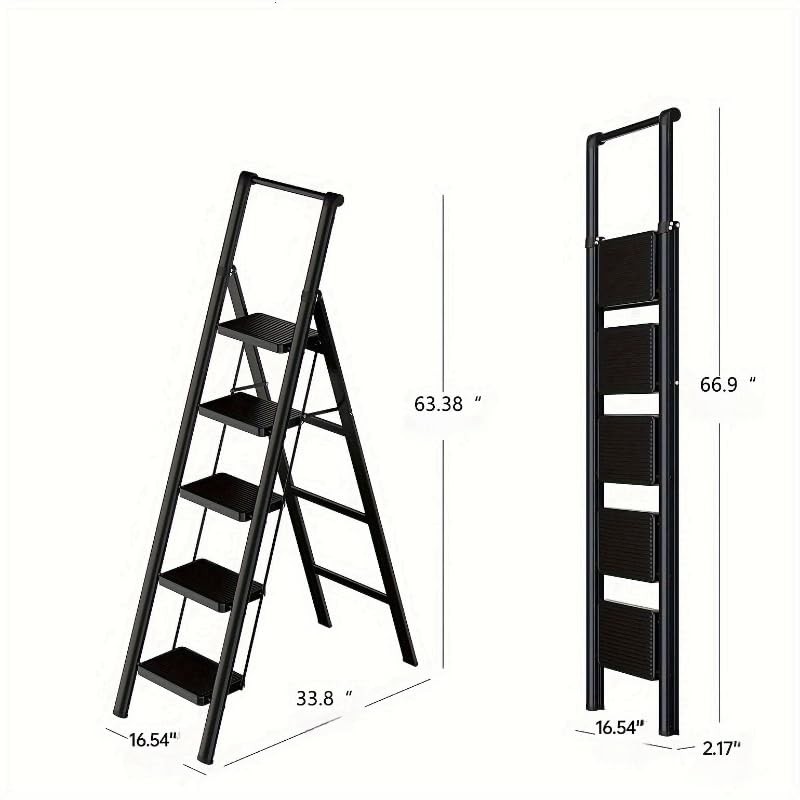 Dithoko 5 Step Ladder, 300 lbs Folding Step Stool with