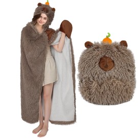 MSISILY Wearable Blanket Hoodies for Women - Capybara Hoodie Blanket for adults, Capybara Gifts Christmas Throw Blanket for men