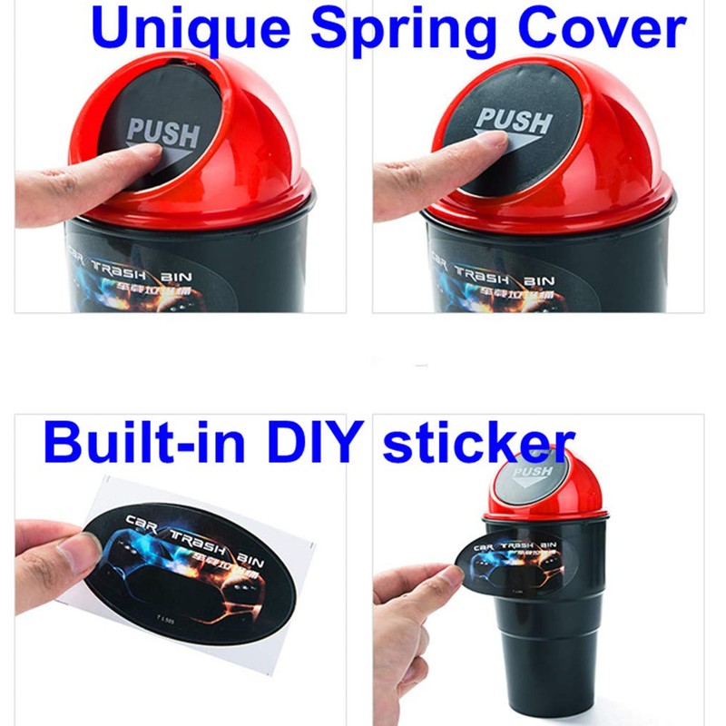 AISIBO Car Trash Can with Lid, Automotive Cup Holder Mini