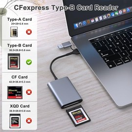 CFexpress - Lector de tarjetas tipo B con USB 3.2 (Gen 2) 10 Gbps, USB-C y USB-A 2 en 1 CF Express Type-B, compatible con Windows/Mac/Linux/Android, p