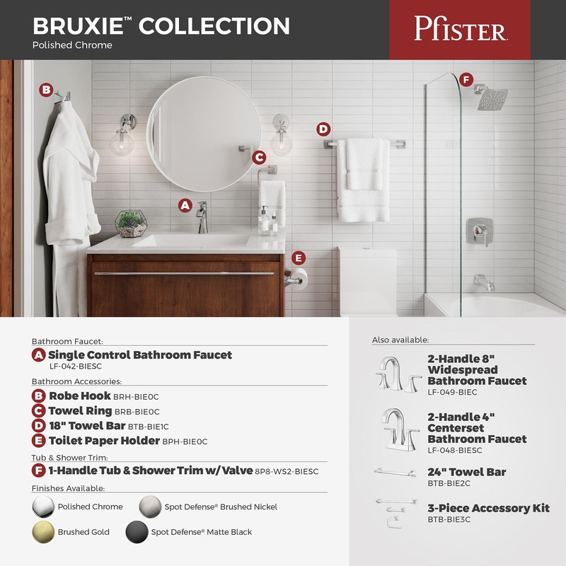 Pfister Bruxie Bathroom Sink Faucet, 8-Inch Widespread, 2-Handle, 3-Hole, NSF
