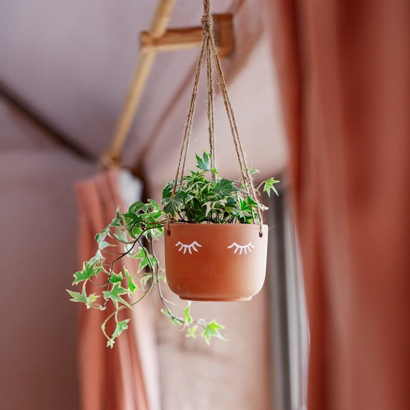 Sass & Belle Eyes Shut Terracotta Hanging Planter
