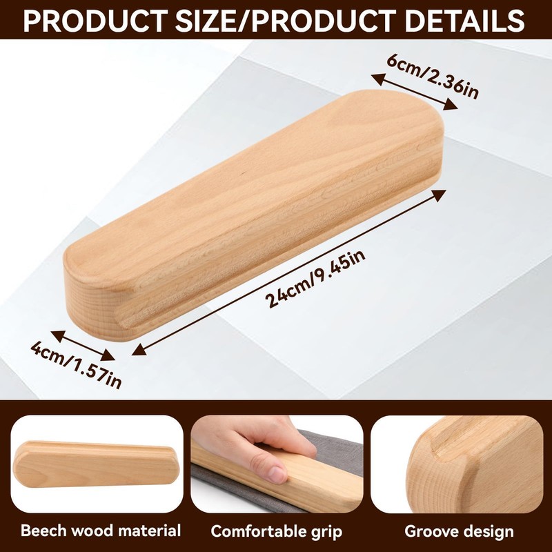Professional Beech Wood Tailors Clapper, 9.4in Multifunction Sewing Tool, Pressing