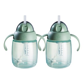 Tommee Tippee Vaso Superstar de con popote con contrapeso, para niños pequeños, mayores de 6 meses, 10 oz., a prueba de derrames y sacudidas, popote antimicrobiano, Verde, 2 Unidades