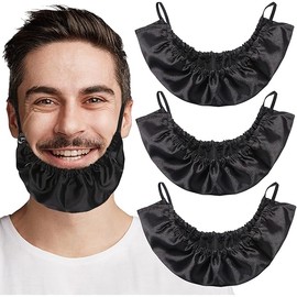 Men Beard Bandana, 3 Pack XL Size Men Beard Bib Black Beard Covers Soft and Silky Satin Facial Hair Apron Guard Bonnet Rag Man Bedtime Bib Beard Cap, Oversize for Big Long Beard