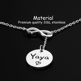 Kivosliviz Yaya Gifts Necklace for Women Yaya Day Gift Yay Necklaces for Yayas Jewelry Yaya Necklace