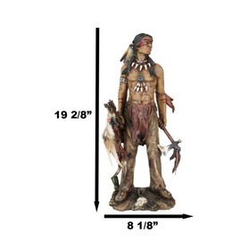 Ebros Gift Rite of Passage Native American Indian Eagle Warrior Tribal Hero with Hunting Axe Shield and Weaponry 19" H Statue As Home Decor Sculpture Cultural Heritage History Figurine