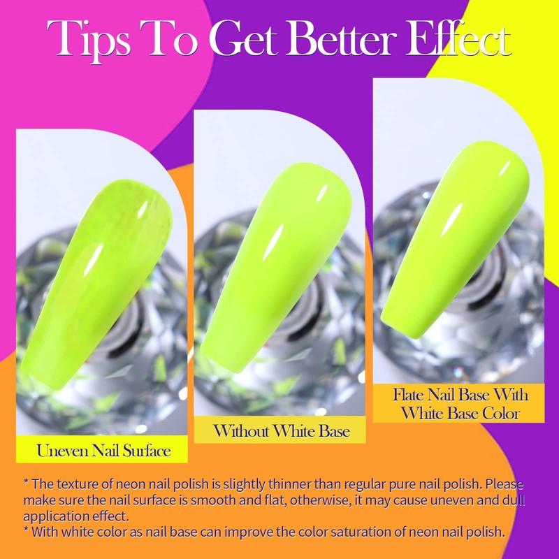 Born Pretty Neon Nail Polish Fluorescent Bright Nail Lacquer 6PCS