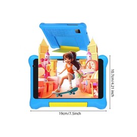 AEEZO Kids Tablet 7 Inch, Android 12, 2GB RAM, 32GB Storage, 1024x600 Screen, Quad-Core, 2500mAh, 0.3MP+2MP, 128GB Expandable - Color: Blue