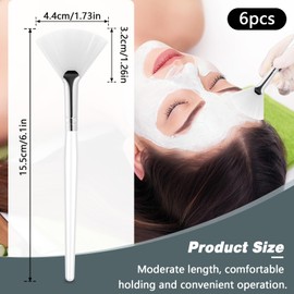 Pack of 6 Face Brushes Fan Brush Face Mask Soft Makeup Mask Brushes with Transparent Plastic Handle Face Brushes Acid Applicator for Mud Face Cream