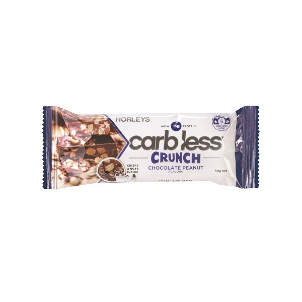 Horleys Carb Less Crunch Bars 12 x 50g - Chocolate Peanut - Expiry 12/09/24