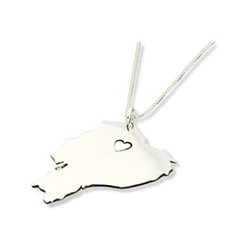 Ecuador necklace Bright satin finish sterling silver Ecuador country necklace with heart personalize and engravable gift hometown jewelry
