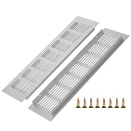 2PCS Air Vent Grille Cover, Aluminum Alloy Kitchen Air Vent Cover Cupboard Vents Wardrobe Fridge Vent Louvred Wall Vent Grille Ventilation Cover with Screw 80mm x 300mm