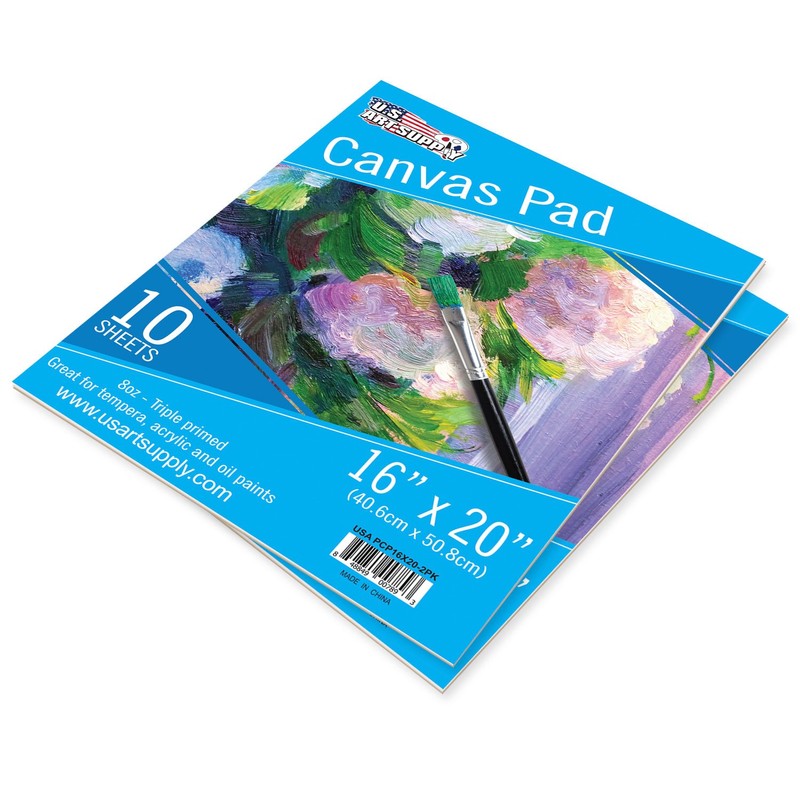 U.S. Art Supply 16" x 20" 10-Sheet 8-Ounce Triple Primed