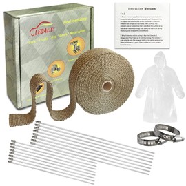 LEDAUT Thermo Vantage Heat Resistant 1,600 Degrees Celsius Basalt Fiber, Insulation Fabric, Burns Prevention Tape, Vantage, Insulation Fabric, Motorcycle, Scarf, Heat Resistant Tape, Cable Ties Included, Width 2.0 x 5.9 ft (5 cm x 15 m)