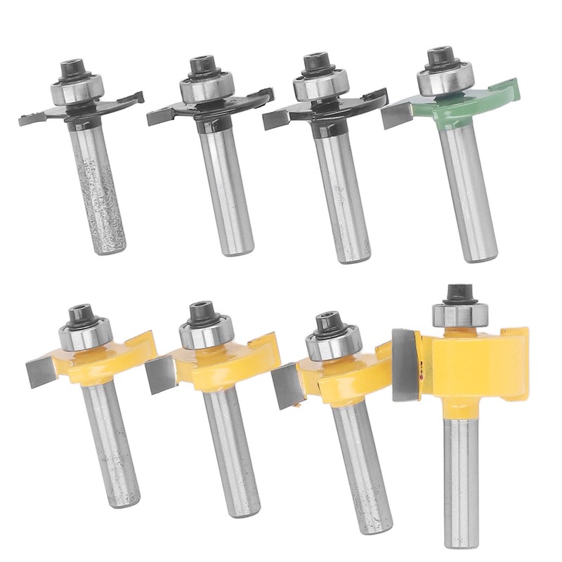 8Pcs Router Bit Groove Cutter Bit Set T Shape Wood
