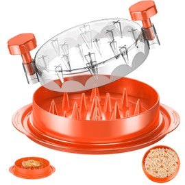 SoulLife Chicken Shredder 8 Inches, Chicken Breast Shredder Tool, Cooked Meat Shredder with Clear Lid, Ergonomic Design, Auti-slip, Easy To Clean, Chicken Shredder Tool Twist, Chicken Grinder (Orange)
