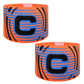 Ynaice Captains Armband, 2 Pcs Adjustable Elastic Sports Arm Bands Nylon Velcro Multicoloured Adult & Youths Football Soccer Captains Armband for All Sports |Orange