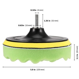 ZEONHEI 16 Pcs 6 Inch 150mm Car Polishing Pads for Drill, Wool Buffing Pads Sponge Buff Pads Set with M10 Drill Adapter for Polisher, Sanding, Waxing, Sealing, Glaze