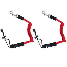 Qaziuy 2Pcak Kayak Paddle Leash, Elastic Kayak Paddle Rope with Adjustable Belt Buckle and Hooks, Kayaking Accessories for Canoeing Boating Surfing Red