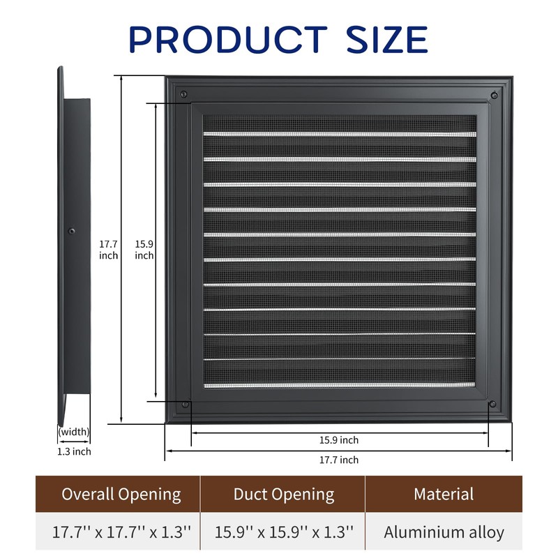 18" x 18" Aluminum Gable Vent for Houses, Metal Shed