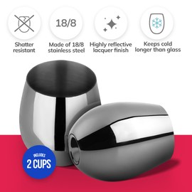 TenTen Labs Stainless Steel Stemless Wine Glasses (Set of 2) with Wine Aerator and Stopper - 18oz - Unbreakable Wine Glass for Outdoors, Travel, Camping and Pool - Gunmetal Grey