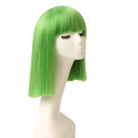 Prettyland Event C775 Women's Bob Straight Fringe Wig Medium Length Short Straight Heat Resistant Wig for Show Fancy Dress Light Green