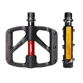 GORIX (GX-FY610) Bicycle Pedal, Ultra Lightweight, Aluminum, Thin, Wide, Flat Pedal, Reflector Included, Red Axle, Stylish, Pedal Replacement, Anti-Slip, Red, Road Bikes, Cross Bikes, MTB, Other Bicycles