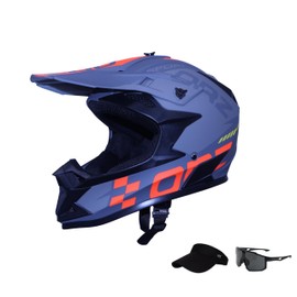 shamofeng Adult Dirt Bike Helmet Motorcycle Racing Street Bike Off-Road Mountain Bike BMX MX ATV Helmet with Cycling Glasses and Visor for Unisex-Adult