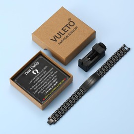 VULETO to My Daddy Bracelet Gifts from Son Daughter, Stainless Steel American Link Bracelet Fathers Day Christmas Jewelry Gifts for Dad Daddy Papa First Time Dad to be