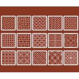 Brick Stencil Set for Crafts (15 Pack, 8x8 Inch), Street Cobblestone & Garden Sidewalk Patterns, Reusable Texture Stencils for Wood, Fabric, Furniture, Terracotta Mosaic & Geometric Floral Tile Design